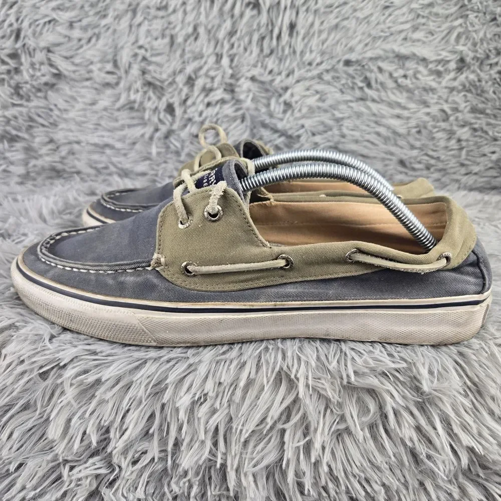 Sperry Mens 11M Navy Olive‎ Canvas Two-Tone Boat Shoe Loafers 0561333